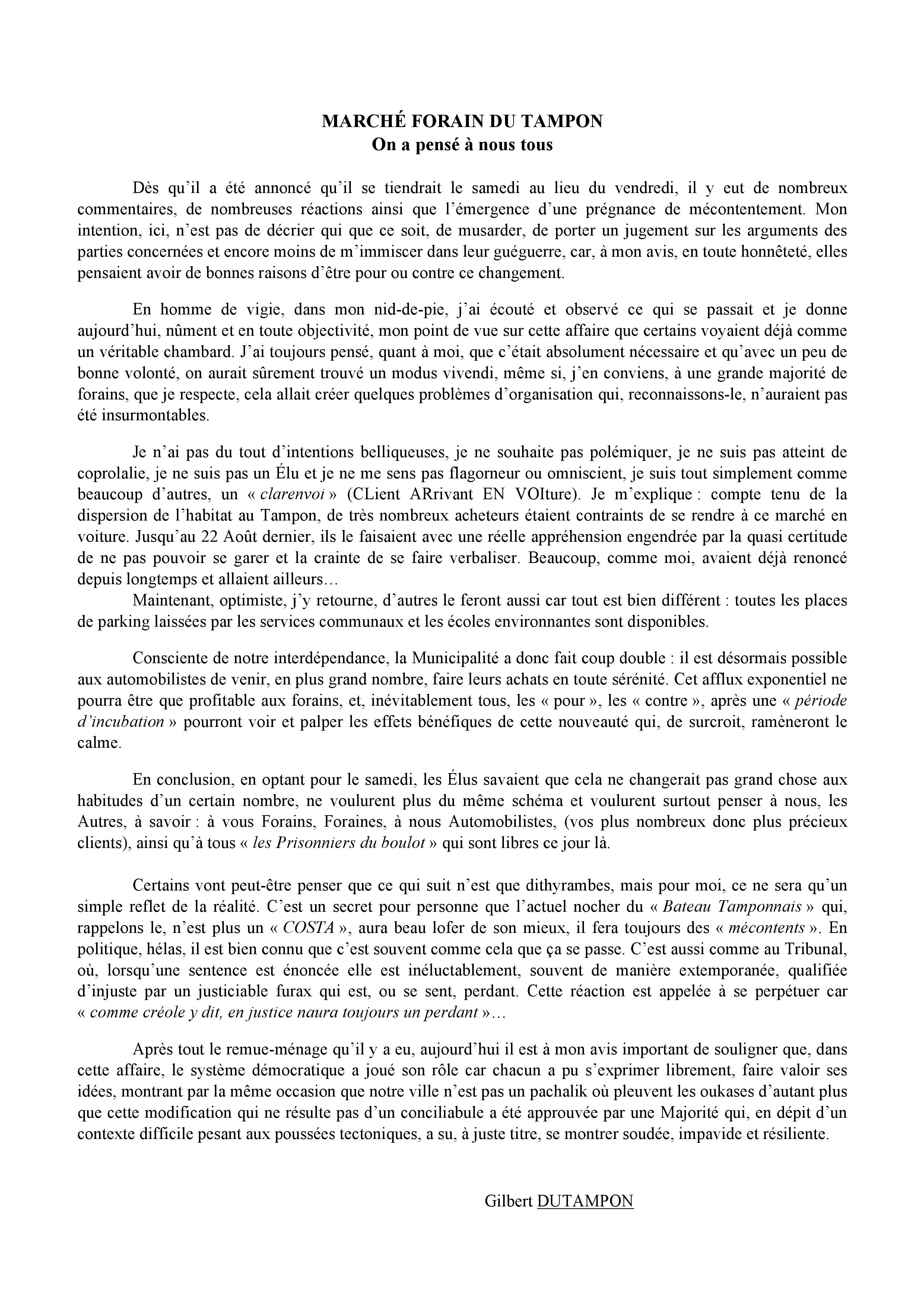 Marché forain du Tampon : On a pensé à nous tous