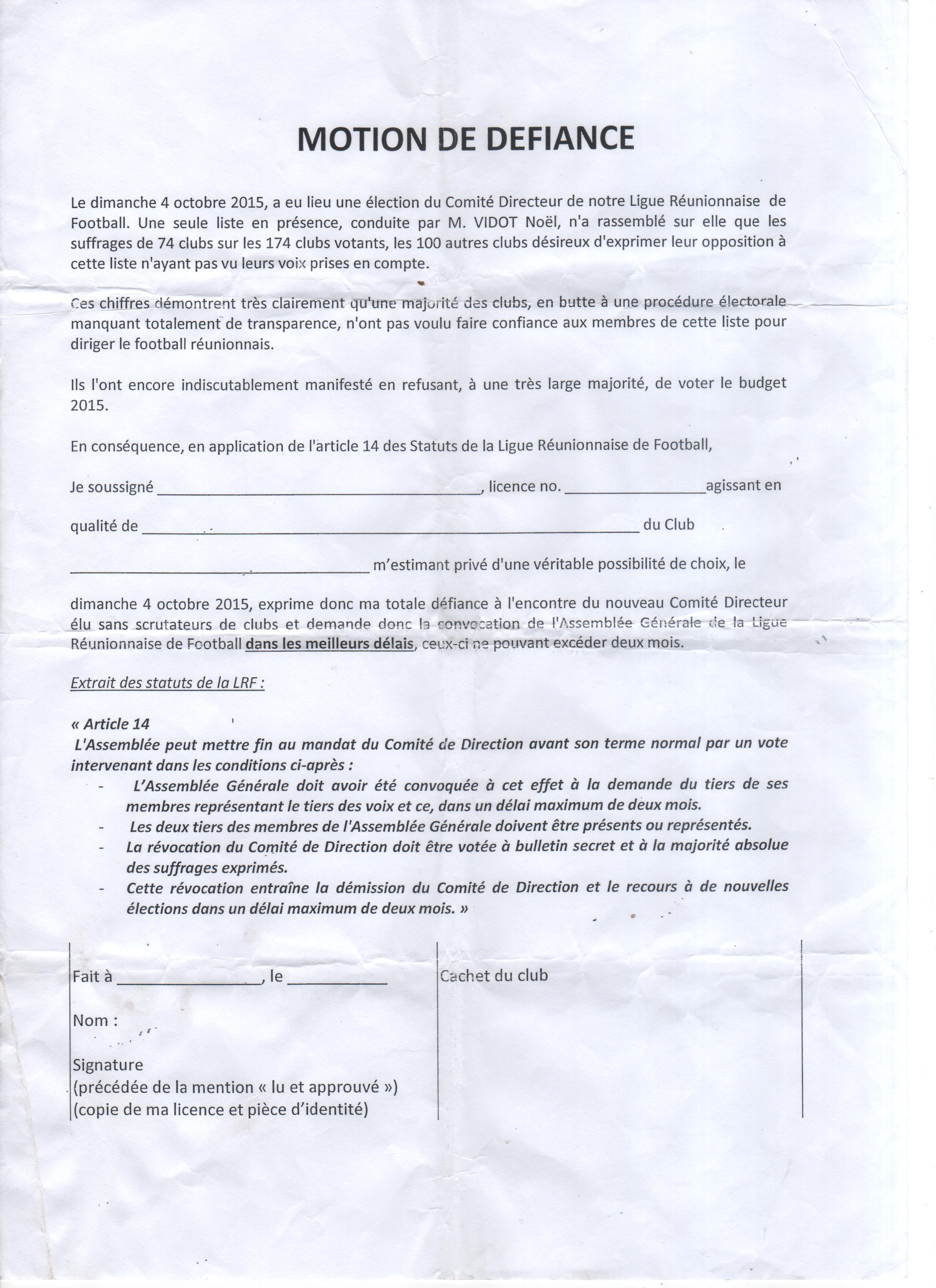 La preuve d'une tentative de putsch contre le tout nouveau président de la ligue de foot