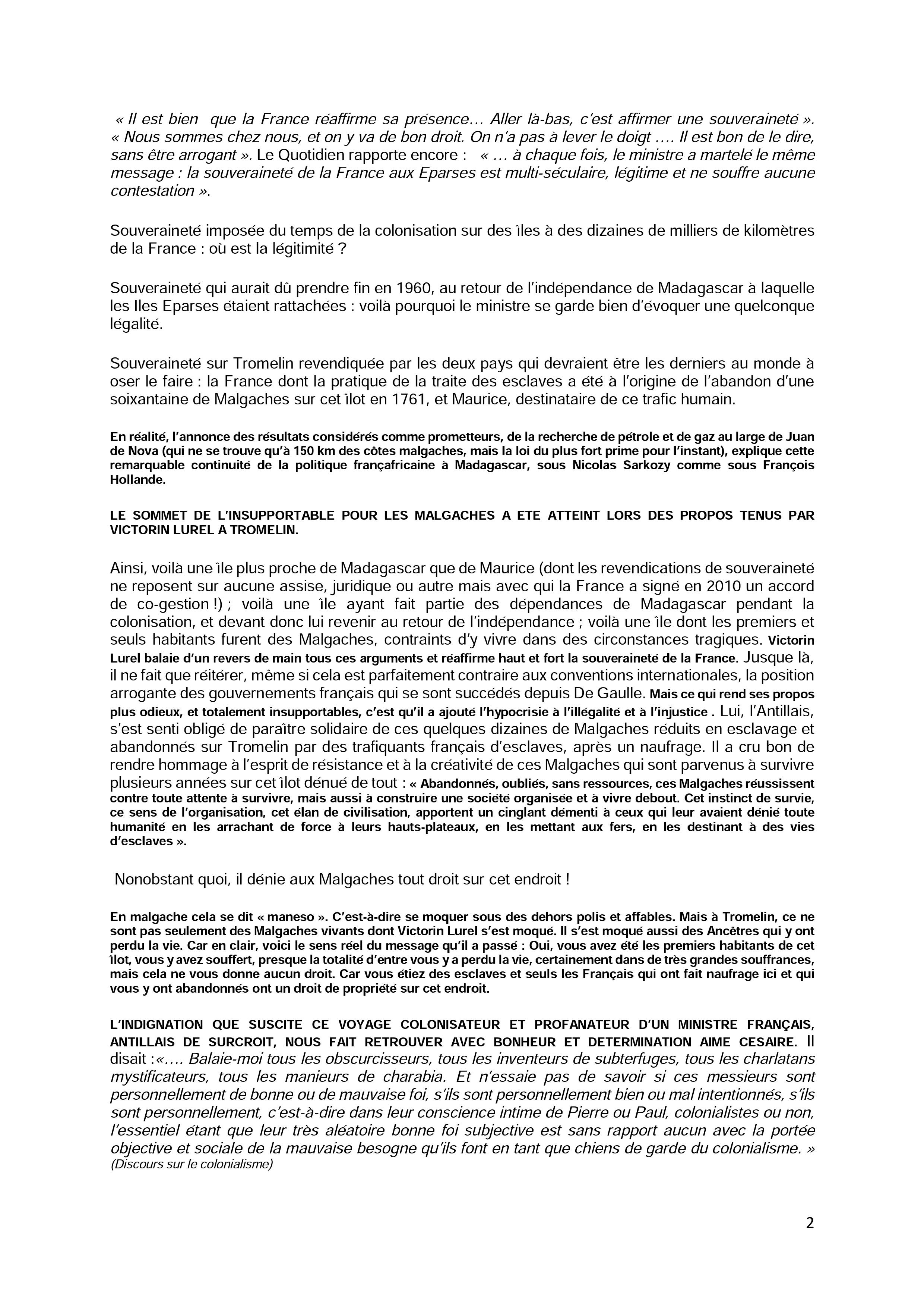 Victorin Lurel dans les Iles éparses : L’oubli de l’héritage d’Aimé Césaire