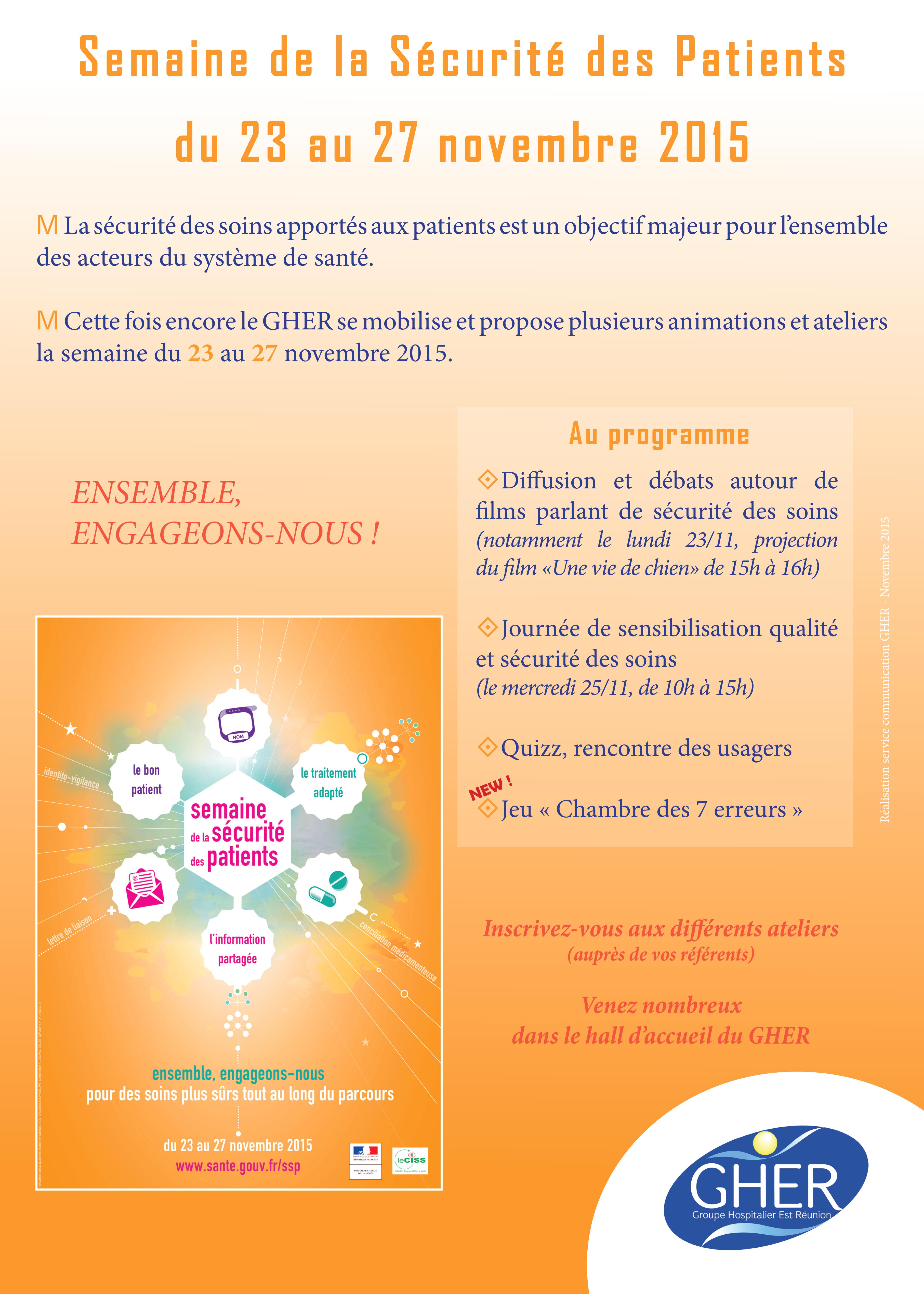 Le CHU et le GHER se mobilisent pour la Semaine de la Sécurité des Patients