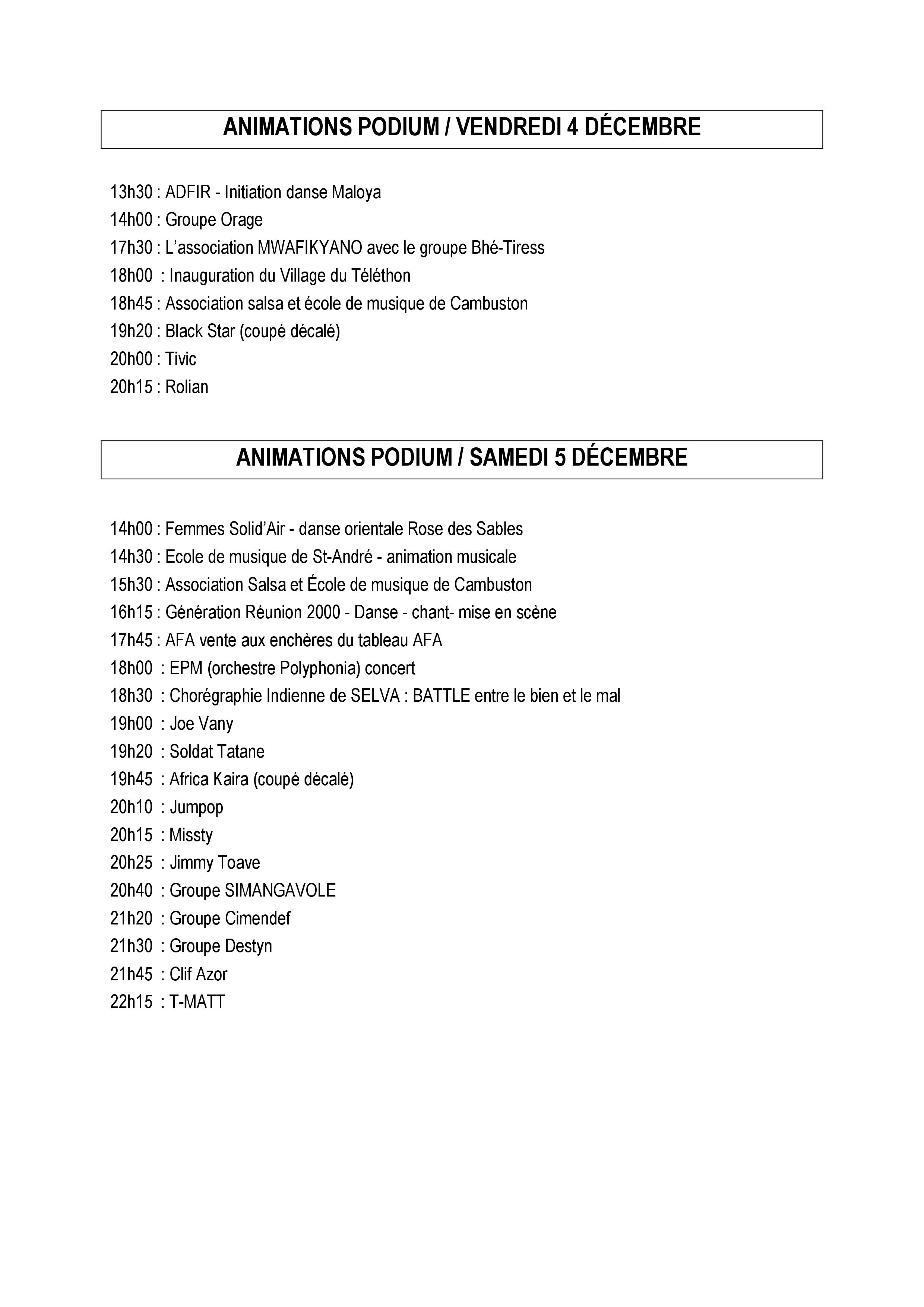 Le programme de la 29ème édition du Téléthon à Saint-André