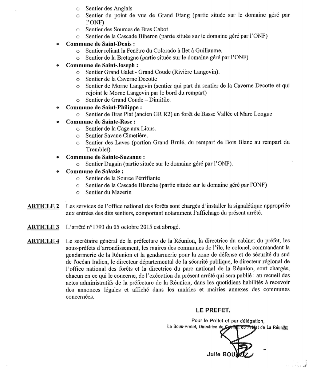 Nouvel arrêté réglementant l'accès aux sentiers de randonnées