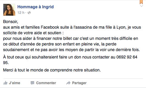 La mère d’Ingrid Gonfo lance un appel aux dons
