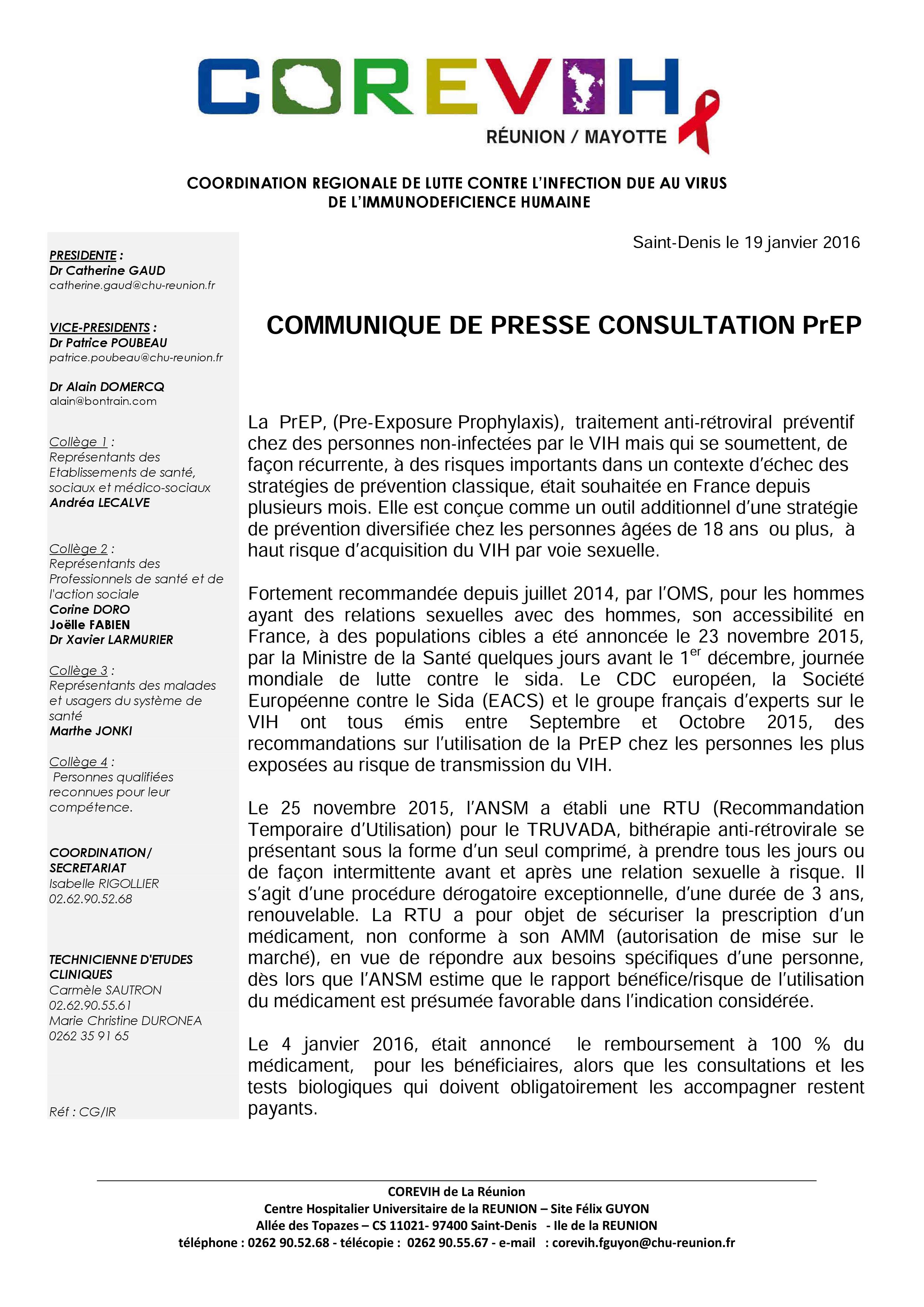 COREVIH Océan Indien : ouverture de consultations pré-exposition au VIH