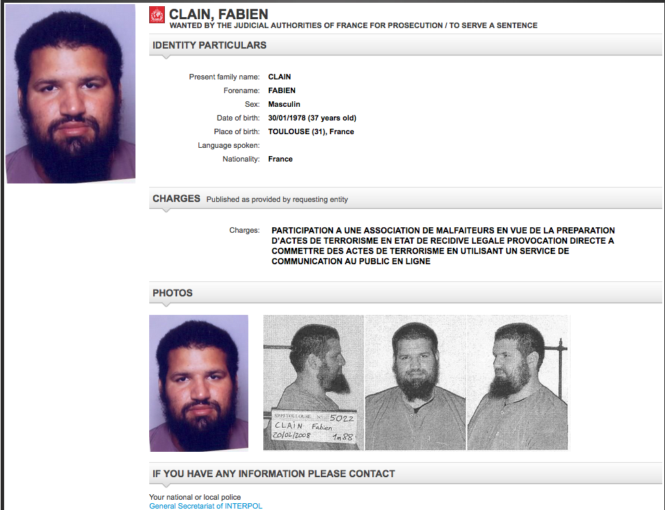 Interpol recherche le Réunionnais Fabien Clain