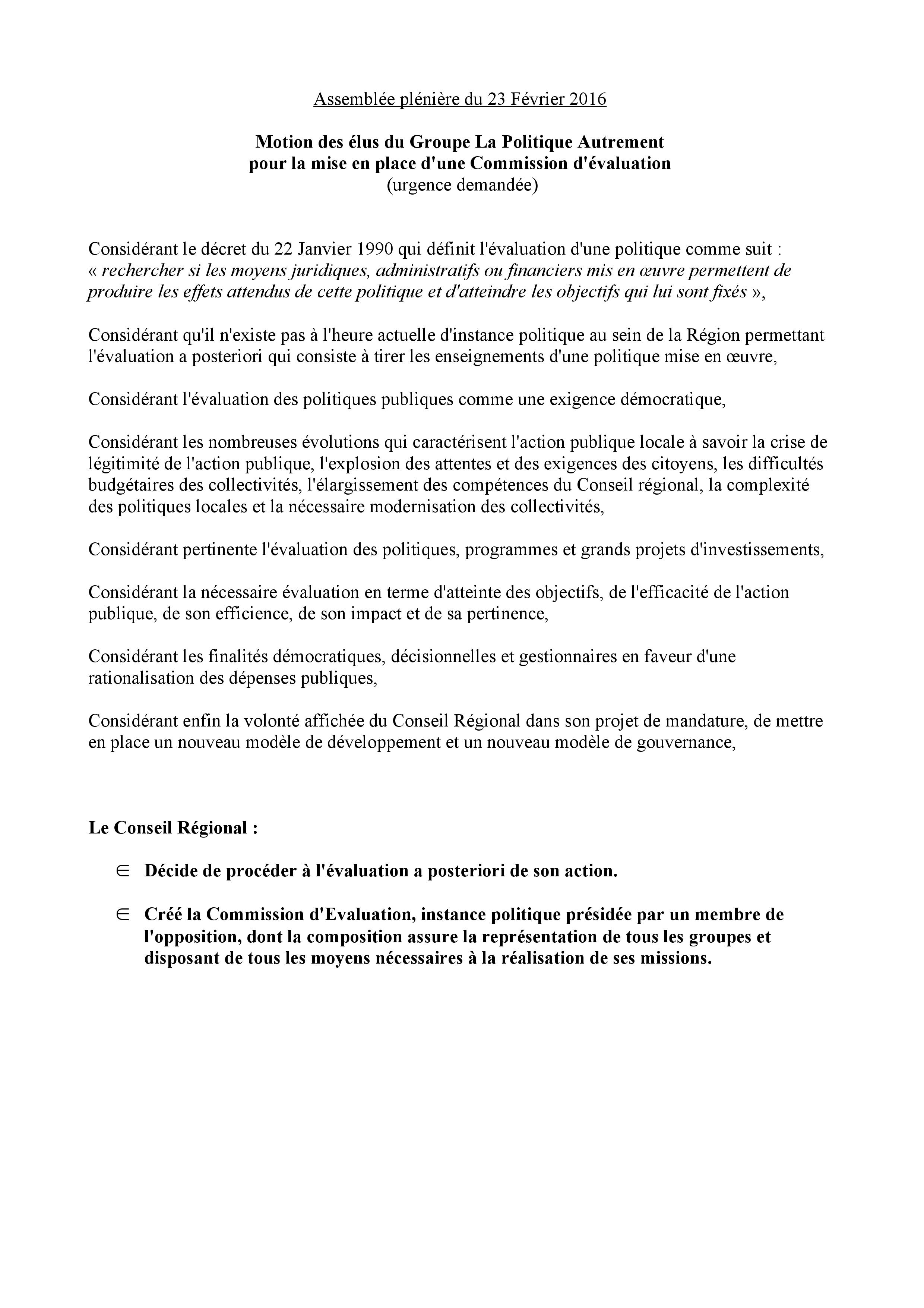 Thierry Robert demande la création d'une commission d'évaluation des politiques régionales