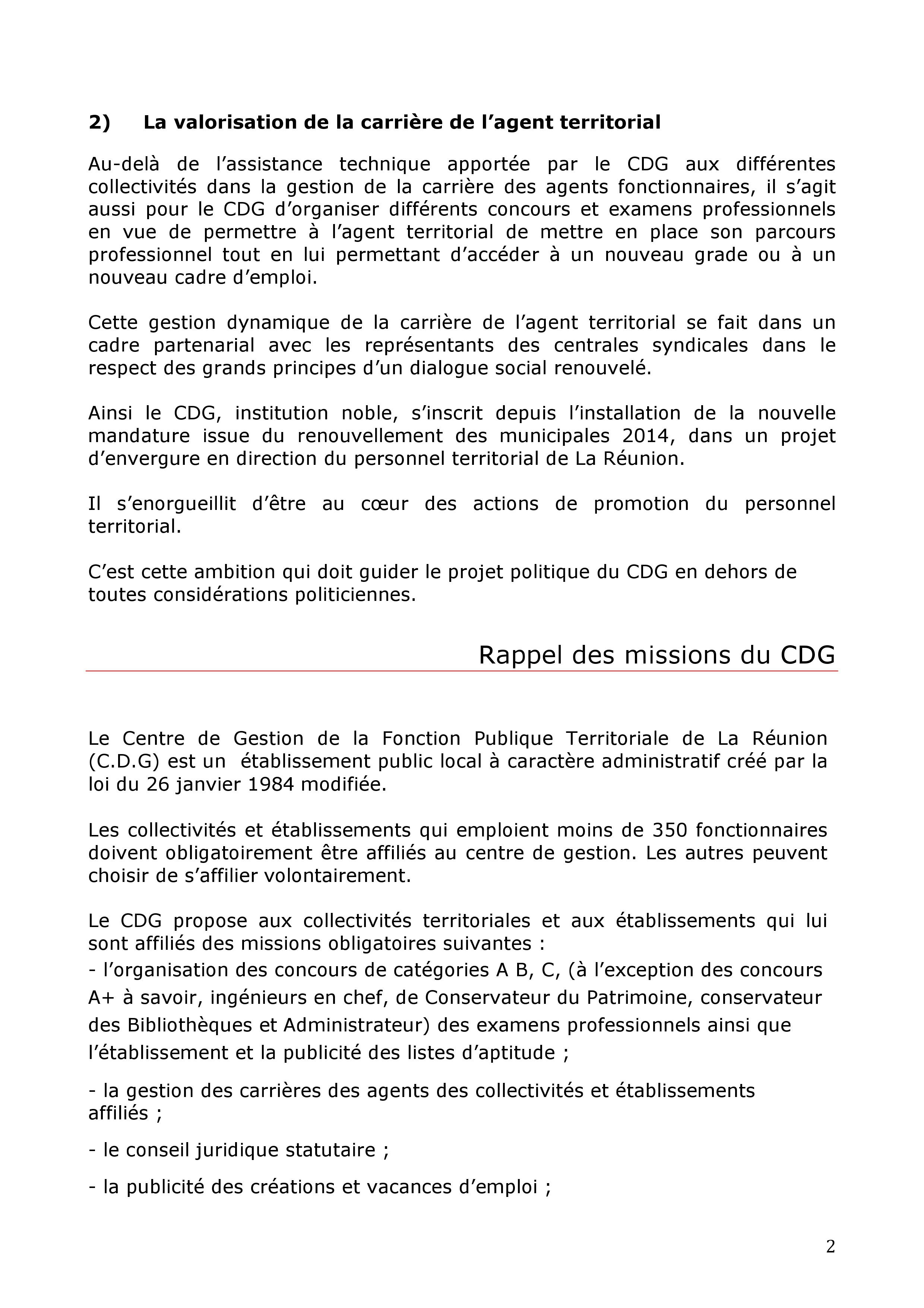 Vote du budget primitif du CDG pour l'année 2016