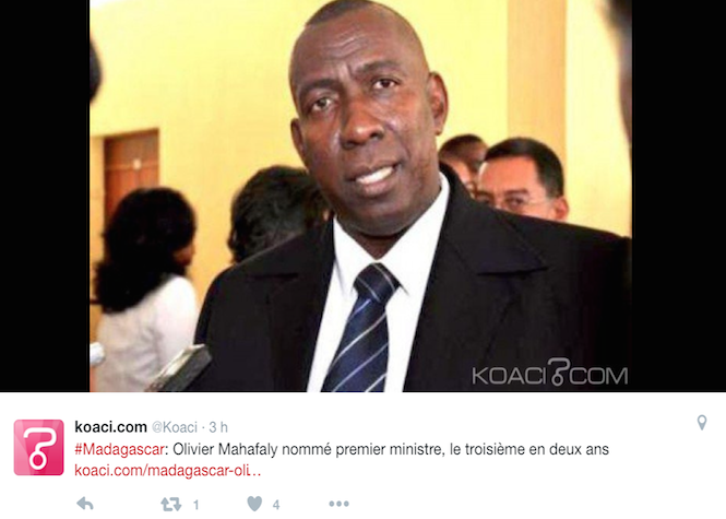 Madagascar: Un nouveau premier ministre nommé