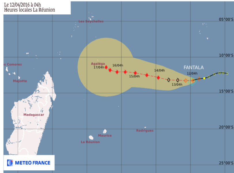 La tempête tropicale modérée Fantala évolue à plus de 1.700 km de nos côtes 