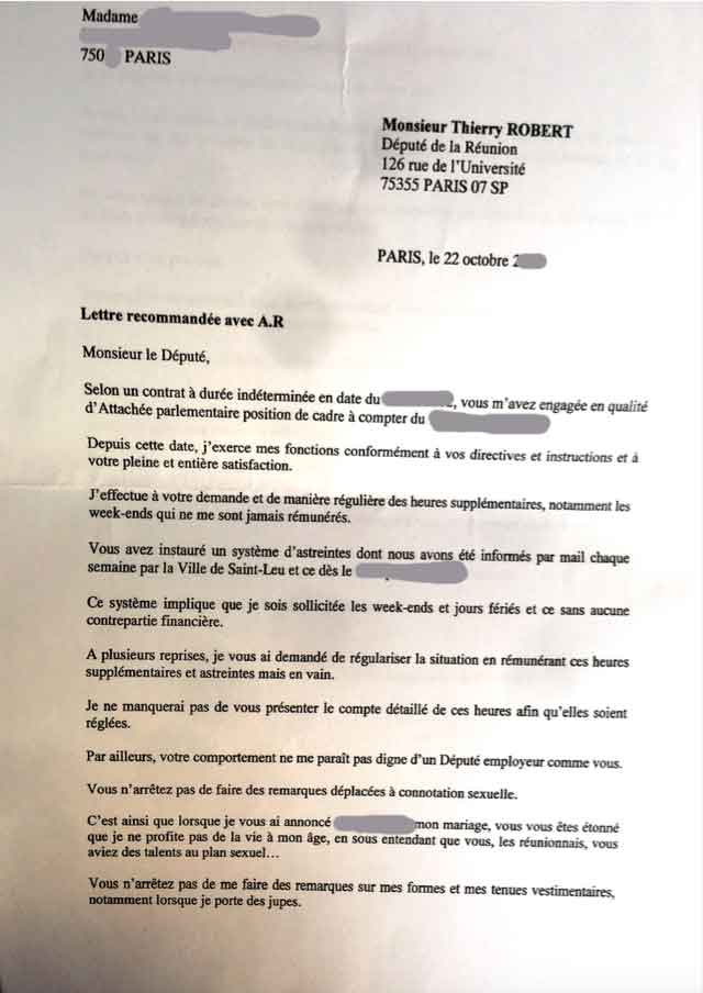 Thierry Robert : Son ex-attachée parlementaire l'accuse de harcèlement sexuel