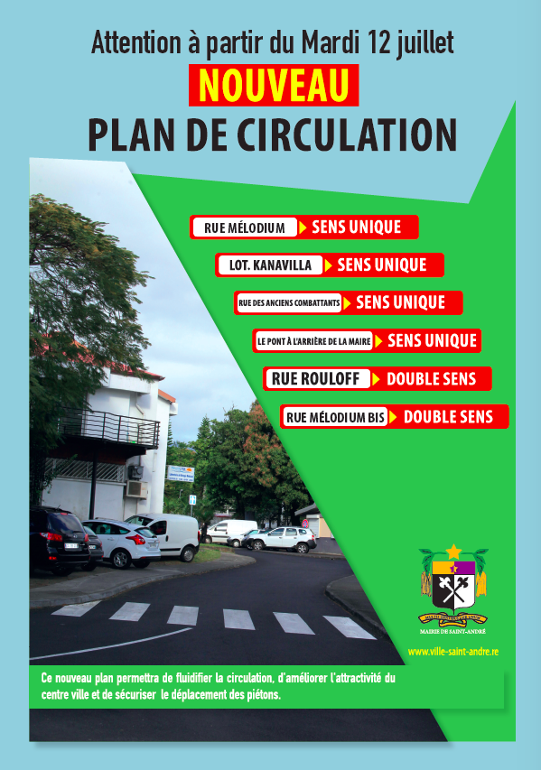 Saint-André: Changement de sens de la circulation autour de la mairie